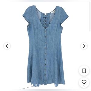 American Eagle Outfitters blue denim swing dress with lace back